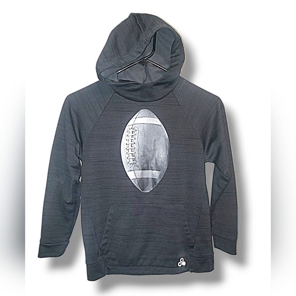 Boys hoodie size 8 football sweater warmtek tekgear polyester gray soft